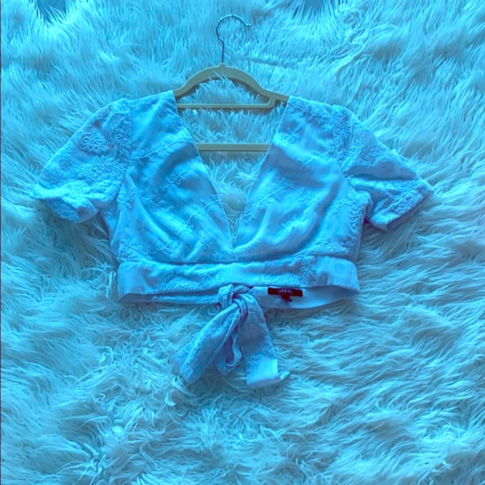 White lace crop top